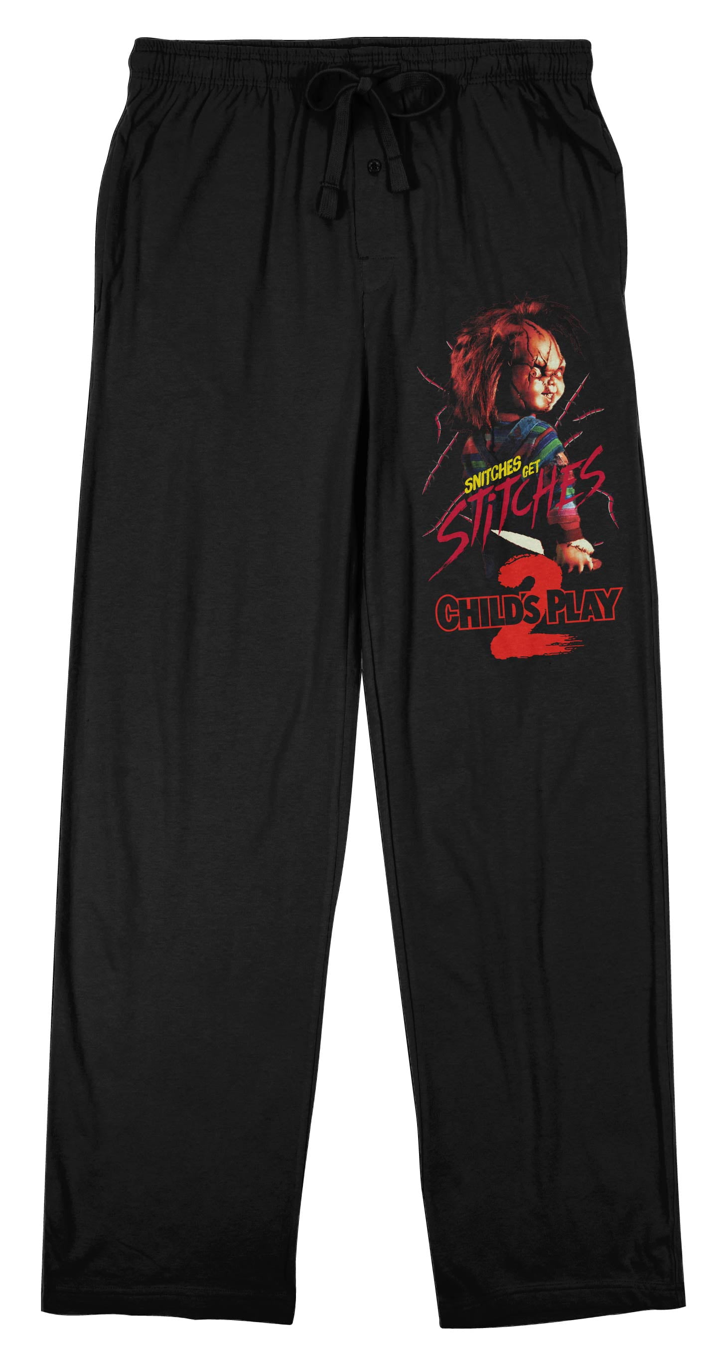 Chucky Snitches Get Stitches Men's Black Sleep Pajama PantsXL