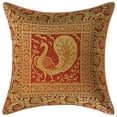 thumbnail image 2 of Stylo Culture Ethnic Bohemian Brocade Burgundy Maroon And Gold Throw Pillow Covers 16x16 Jacquard Weave Banarsi Couch And Pillow Covers Peacock 40x40 cm Decorative Cushion Covers (Set Of 5), 2 of 4