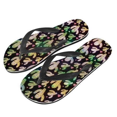

Bivenant Store Mens Flip Flops Beach Sandals Cute Cactus Pattern Comfort Thongs Sandals Size 8 to 12