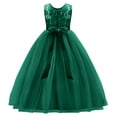 thumbnail image 2 of IBTOM CASTLE Little Big Girls Vintage Lace Junior Bridesmaid Dress Floor Length Dance Ball Pageant Maxi Gown for Party Wedding 11-12 Years Green, 2 of 8