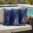 thumbnail image 2 of Outdoor Pillow Cover Navy Blue Paint Set of 2 Waterproof Throw Pillowcases Abstract Art Graffiti Decorative Patio Furniture Pillows for Couch Garden Indoor & Outdoor Use, 2 of 9