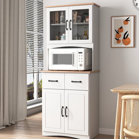 Kitchen Storage Hutch with Round Handles / Add Style to Kitchen Decor