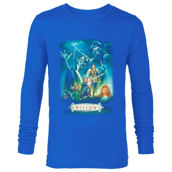 Lucasfilm Willow Illustrated Blue Movie Poster - Long Sleeve T-Shirt for Men - Customized-Navy