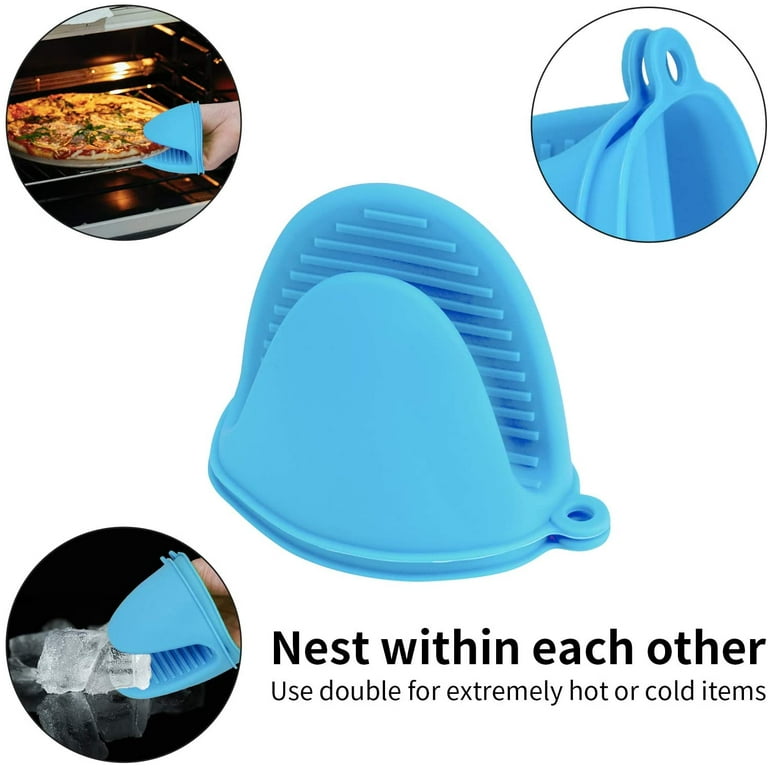 Oven Mitts Heat Resistant – (Aqua Color) Mini Oven Mitts, Silicone Gloves  Heat Resistant, Kitchen Gloves for Cooking, Silicone Oven Mitts & Pot