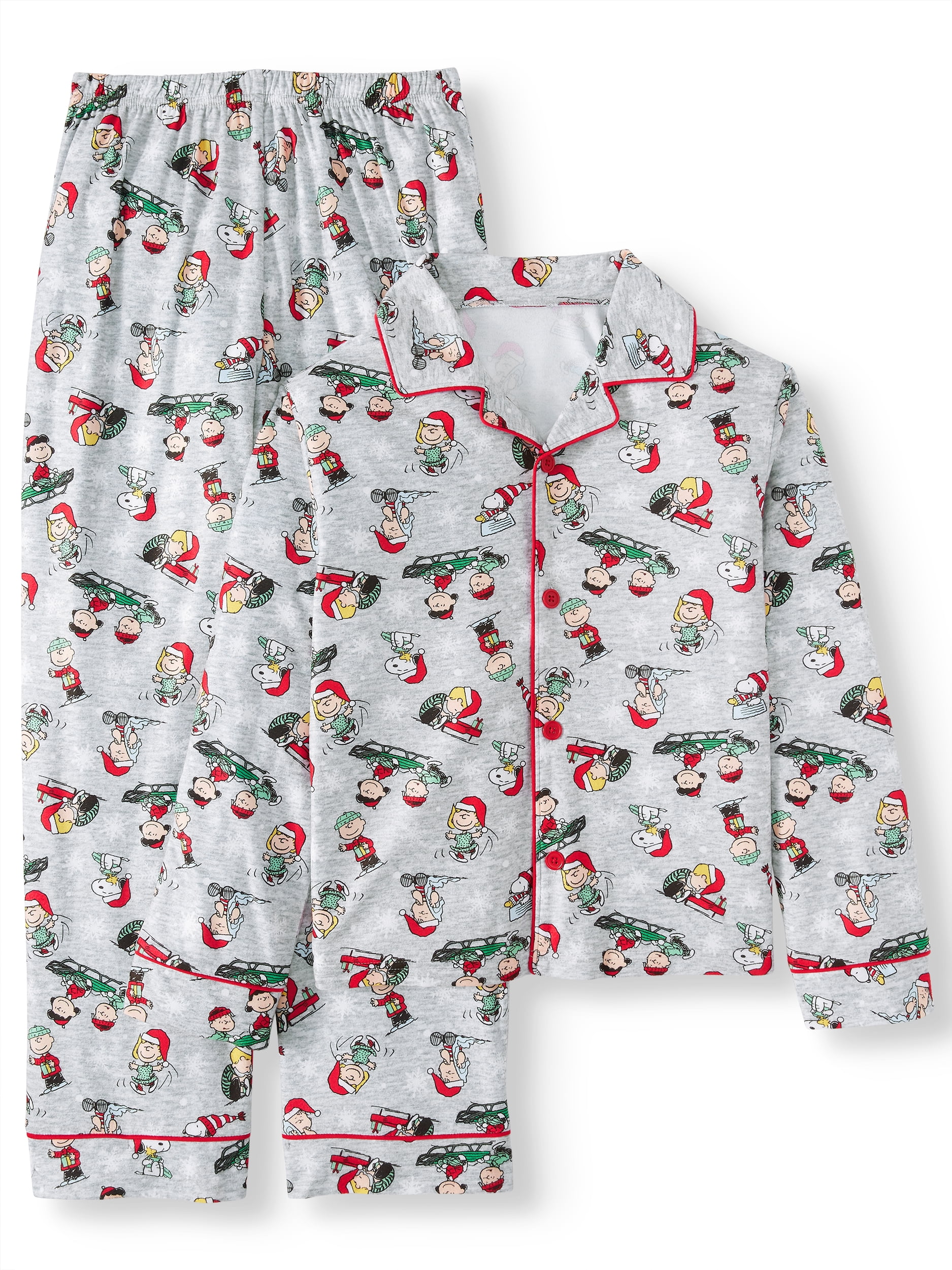 peanuts peanuts boys' button up front 2piece christmas