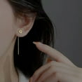 thumbnail image 2 of GKNET Minimalist Short Tassel Piercing Earrings for Women Simple Flower Dangling E WY4-Silver-, 2 of 9