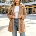 thumbnail image 4 of ITSAME Womens Fleece Mid Length Coat Notched Lapel Button Front Warm Winter Outerwear Jacket Khaki Size XL, 4 of 9