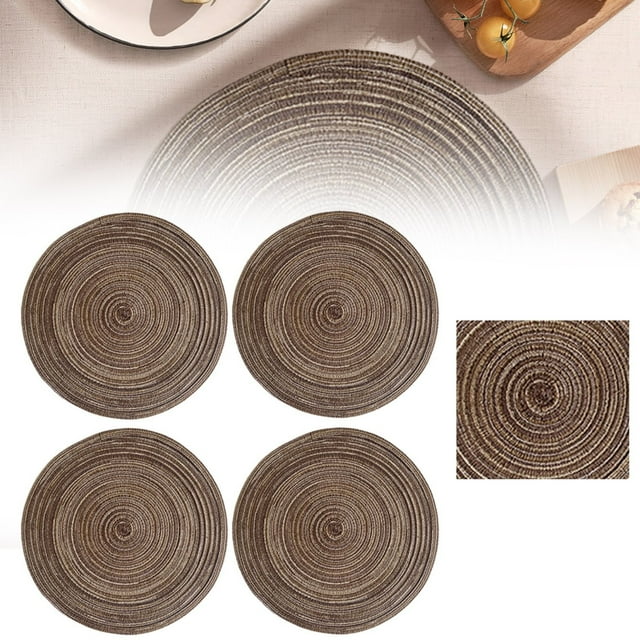NCWSO Kitchen Gadgets Round Placemats Set of 4 Round Table Placemats Braided Cotton Place Mats 15 Inch for Kitchen Dining Table Holiday Party Table Decor Clearance