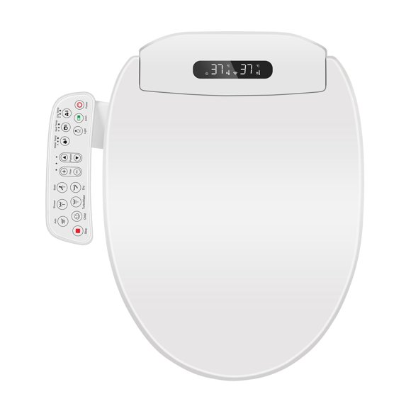 Asiento de inodoro para bidé Cioreznt, electrónico, alargado, blanco