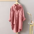 thumbnail image 2 of nerohusy Cotton Linen Shirts for Women,Womens Cotton Linen Button Down Shirts with Pockets 2025 Long Sleeve Loose Fit Oversized Boyfriend Casual Tops Plus Size Hot Pink,L, 2 of 3