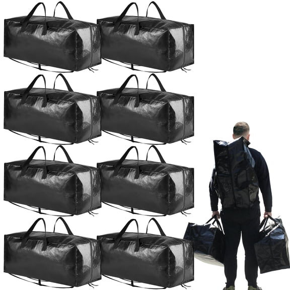Tooloton Reusable Jumbo Heavy Duty Storage Bags, Black, 8 Pack