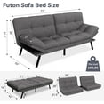 thumbnail image 2 of Convertible Futon Sofa Bed, 71" Memory Foam Futon Couch with Detachable,Adjustable Backrest,Linen Fabric Folding Small Loveseat Sleeper for for Living Room,RV,Office,Apartment,Light Grey, 2 of 9