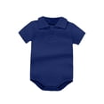 thumbnail image 2 of Abtuhar Summer Rompers Boys And Girls Solid Short Sleeve Collared Brief Length Breathable Crotch Snap Jumpsuit Outfit for 0‑24 Months, 2 of 4
