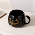 thumbnail image 2 of Btomtd 11oz Pumpkin Shape Ceramic Mug, Suitable as Water Cups and Coffee Cups, Pumpkin Cups for Tea and Milk, Office Drinkware for Festive Coffee Mugs, Black, 2 of 7