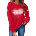 thumbnail image 2 of Sweatshirt for Women Graphic Heart Print Crewneck Long Sleeve Loose Fit Casual Pullover Tops Fashion Festive Heart Pattern Clothes for Daily Wear, 2 of 7