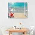 thumbnail image 2 of Lingy Starfish Seashell Beach Bathroom Wall Art Coastal Beach Pictures Wall Decor Blue Sea 3D Window View Canvas Artworks Tropical Ocean Nautical Wall Decor Framed for Living Room Bedroom, 2 of 6