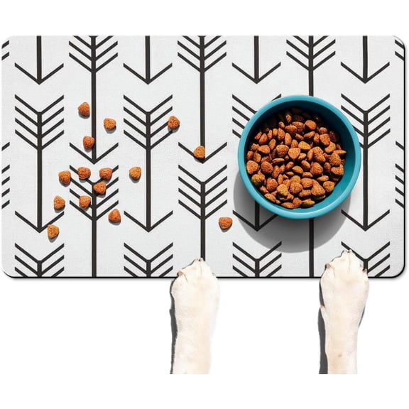 Dog Food Mat Absorbent Pet Feeding Mats Drying Mat for Food and Water Dog Accessories Pet Supplies 20''''x12''''…, black-3