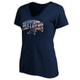 thumbnail image 2 of Women's Navy Carolina Panthers Logo Banner Wave V-Neck T-Shirt, 2 of 3