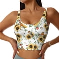 thumbnail image 1 of Fotbe Sunflowers Leaves And Birds Sujetador Deportivo Largo sin Aros para Mujer con Almohadillas y Soporte Medio, Transpirable y Absorbente, Camiseta Tipo Chaleco o Tank Top-Large, 1 of 8