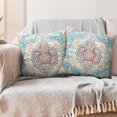 thumbnail image 6 of Boho Pillow Covers 16"x16" Set of 2 Carpet Pink Blue Vintage Throw Pillow Case Soft Square Decorative Pillowcases for Home Decor Sofa Car Living Room, 6 of 6