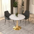 thumbnail image 3 of LeisureMod Round Dining Table Modern 35" MDF Wood Tabletop with Gold Steel Pedestal Base for Kitchen and Living Room Bristol Series in Natural Wood, 3 of 10