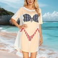 thumbnail image 4 of Pounoo Womens Cover Ups Swimwear Print Short Sleeve Relaxed Fit Lightweight Comfy Tees Casual Street Style Tops Summer Wear Gift, 4 of 6