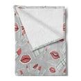 thumbnail image 2 of Hipster Soft Flannel Fleece Blanket, Make up Pattern Lips and Lipstick Fashion Girl Theme Beauty Treatment Cosmetic Design, Cozy Plush for Indoor and Outdoor Use, 50" x 60", Red Grey, by Ambesonne, 2 of 5