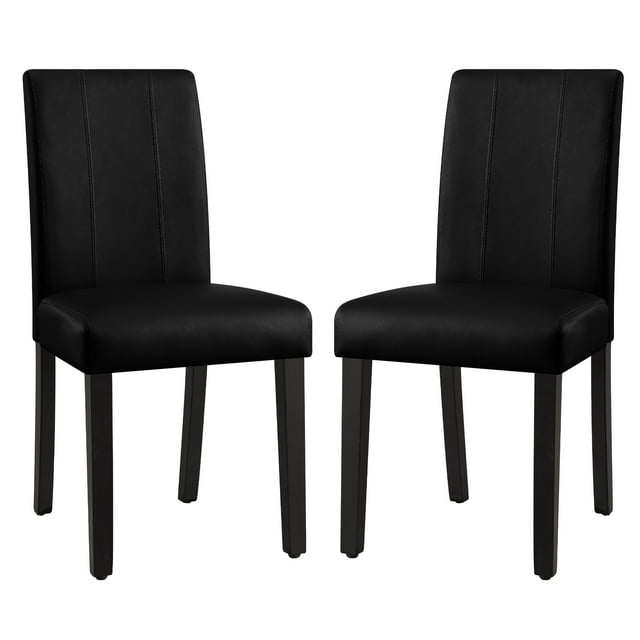 Subrtex Simili Cuir Intérieur Chaise Ensemble de 2, Moderne Mi-Siècle Chaises pour la Maison, Noir