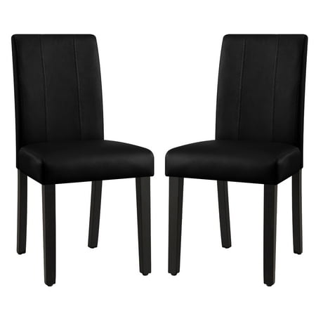 Subrtex Faux Leather Indoor Dining Chair Set of 2  Modern Mid-Century Chairs for Home  Black