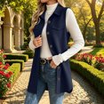 thumbnail image 2 of Ihhxva Puffer Vest for Women Button-Up Sleeveless Cardigan Waffle Lapel Button Front Design with Pockets Casual Retro Layering Piece S-2XL, 2 of 9