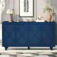 thumbnail image 2 of EUROCO 59.6" Sideboard Buffet Cabinet,Large Storage Cabinet with 4 Doors,Adjustable Shelves and Embossed Curved Door Design,Wood Coffee Bar Cabinet for Entryway,Kitchen and Study Rooms,Navy Blue, 2 of 7