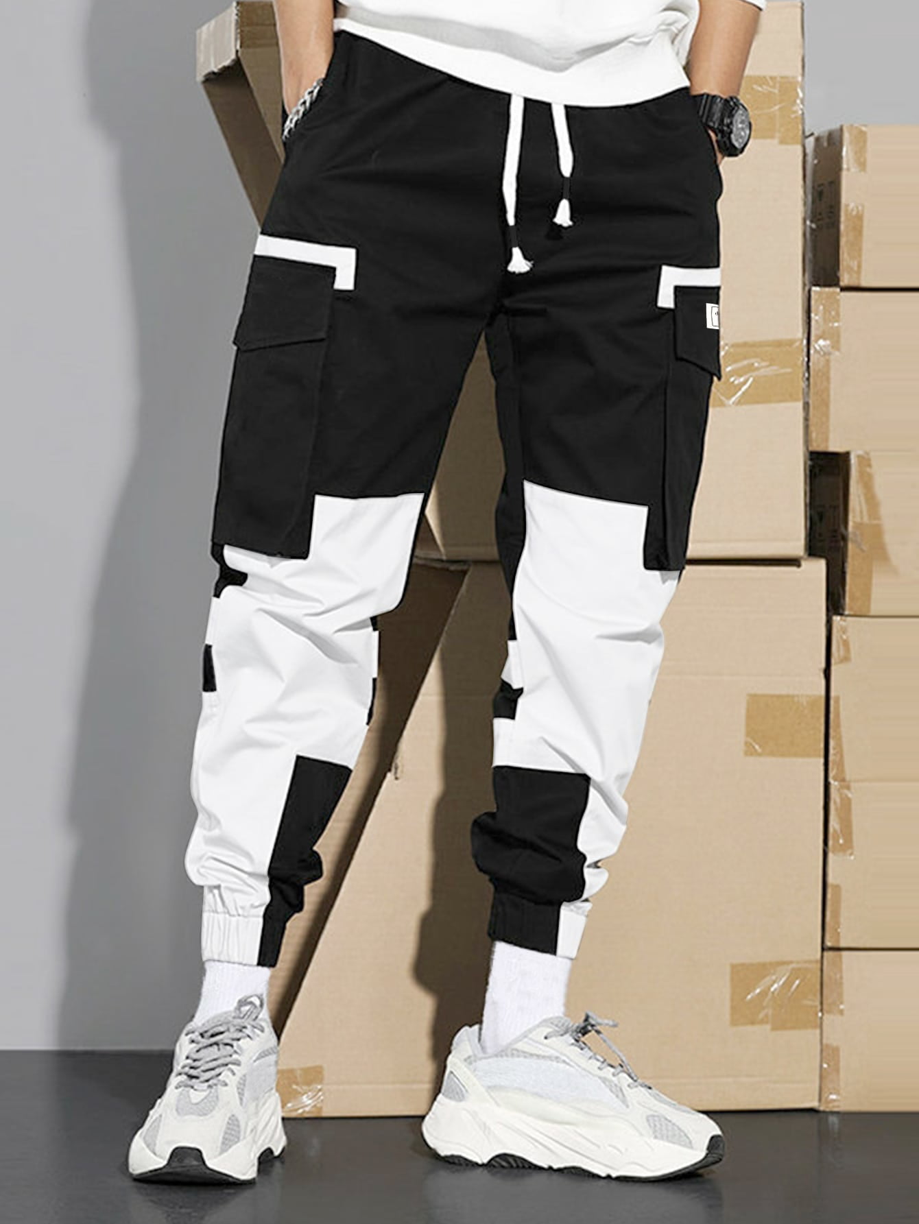 Men Two Tone Cargo Pants Street 