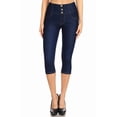 thumbnail image 4 of 3 Pack Women's High Waisted Capri Jegging Stretch Knit Denim Capris Size S -3XL Inseam 19", 4 of 6