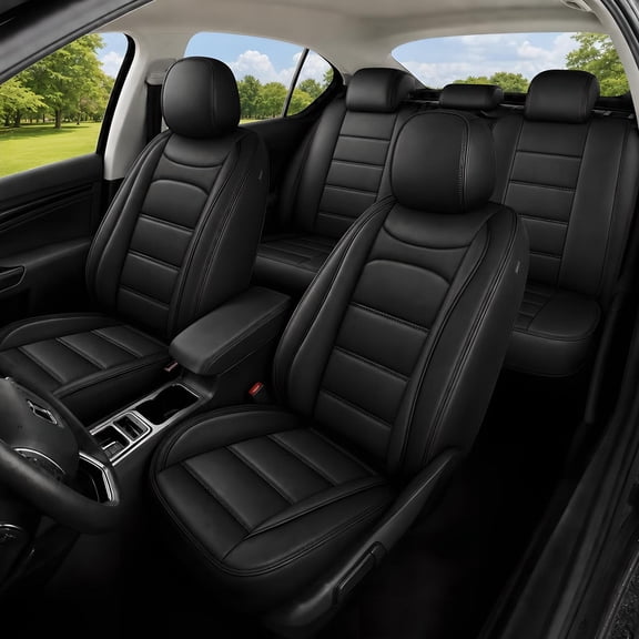 Car Seat Cover Fit for Ford Ecosport 2018-2025 Waterproof Faux Leather Seat Protector Vehicle Cushion Covers Compatible Airbag Full Set 5 Seats Black