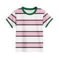thumbnail image 2 of MKOSPLRT Striped T Shirts for Kids 3-15 Years Short Sleeve Color Block Tops Crew Neck Funny Tees Casual Loose T-Shirts for Boy Girl, 2 of 5