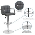 thumbnail image 6 of Flash Furniture Genna Contemporary Gray Quilted Vinyl Adjustable Height Barstool with Arms and Chrome Base, 6 of 12