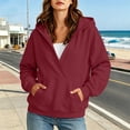 thumbnail image 3 of DISKEBUISS Women's Wrap V Neck Hoodie Long Sleeve Front Kangaroo Pocket Loose Casual Sweatshirt, 3 of 7