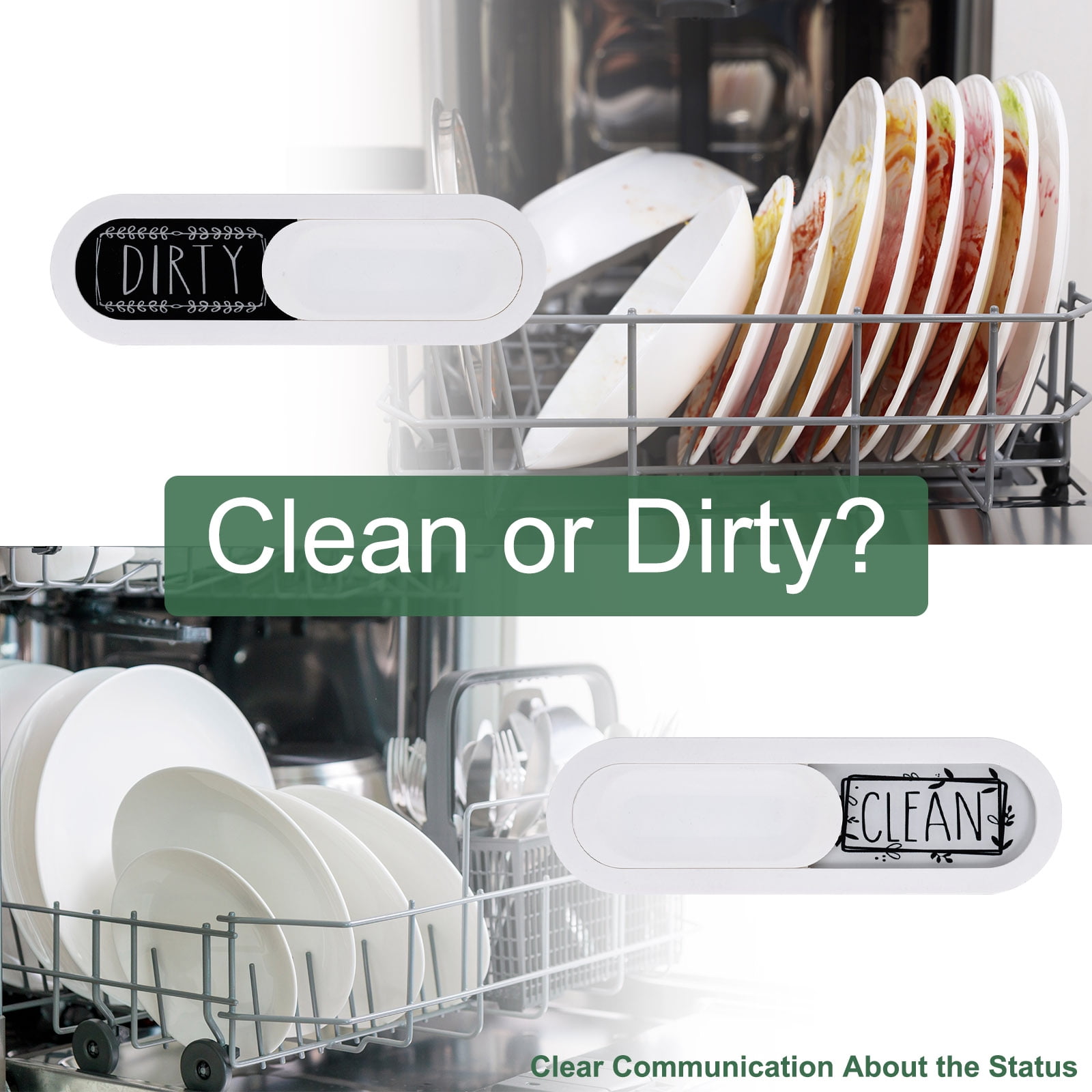 Unique Bargains Dishwasher Magnet Clean Dirty Sign Kitchen Home Decor Use White
