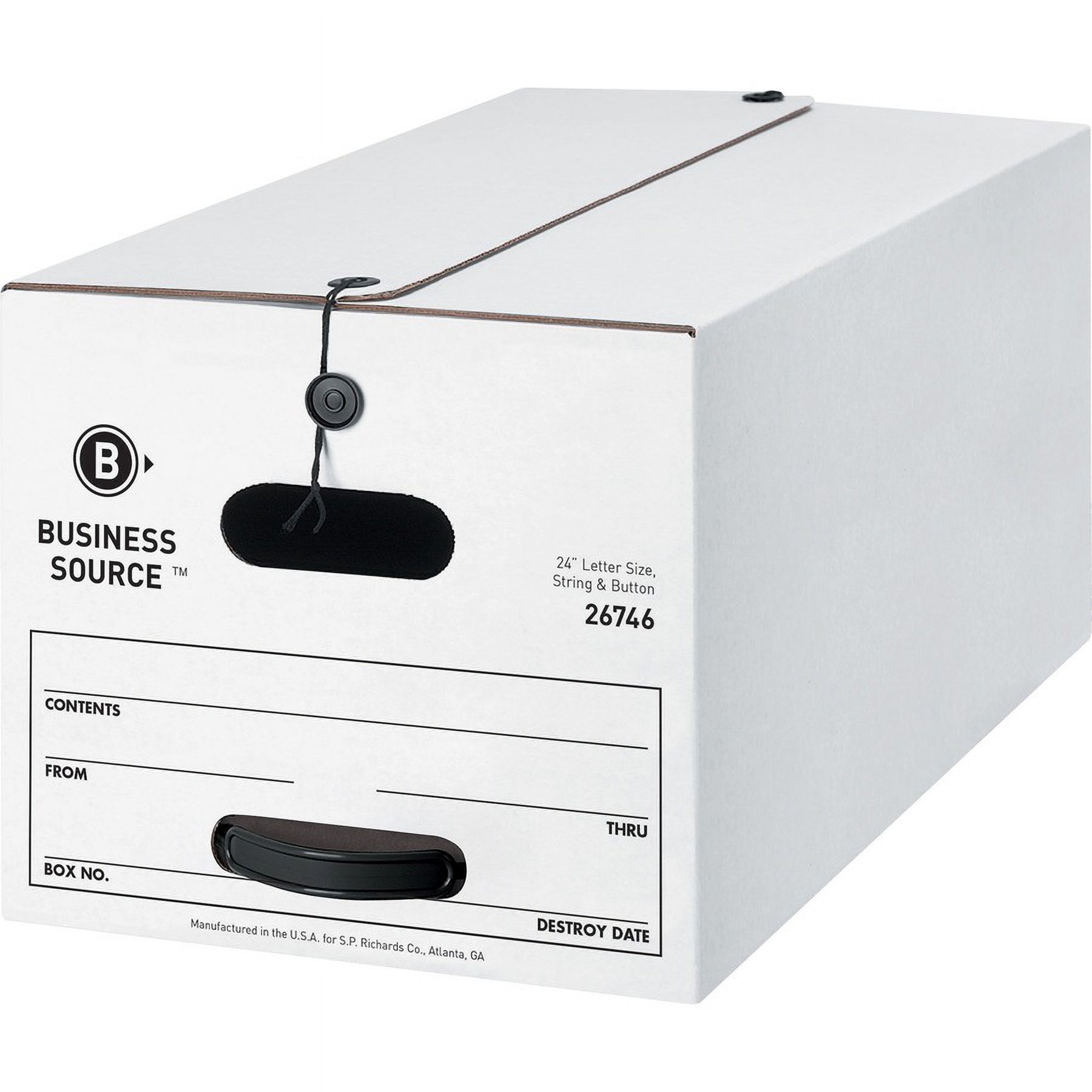 Business Source Medium Duty Letter Size Storage Box Internal Dimensions: 12" W X 24" D X 10" H & External Dimensions: 12.3" W x 24.1" D x 10.8" H