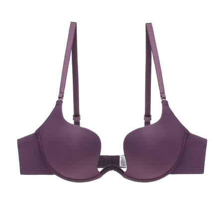 Ploknplq Push Up Bra backless Bra balconette Bras for Women pushup Bras for Women women s Deep V Sexy Gathered Bra Hanging Neck Back U Shaped Back Bra brassiere for Women Purple 85c Red S