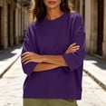 thumbnail image 5 of cocolona 3/4 Sleeve Sweatshirts for Women Loose Fit Crew Neck Casual Solid Color Fall Pullover Tops, 5 of 7