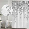 thumbnail image 4 of Eucalyptus Leaves Shower Curtain Set - Extra Long 72" x 96" Washable Bathtub Curtain with 12 Hooks, Grey Summer Botanical Weeping Waterproof Fabric Stall Shower Curtains for Bathroom/Bathtub Décor, 4 of 6