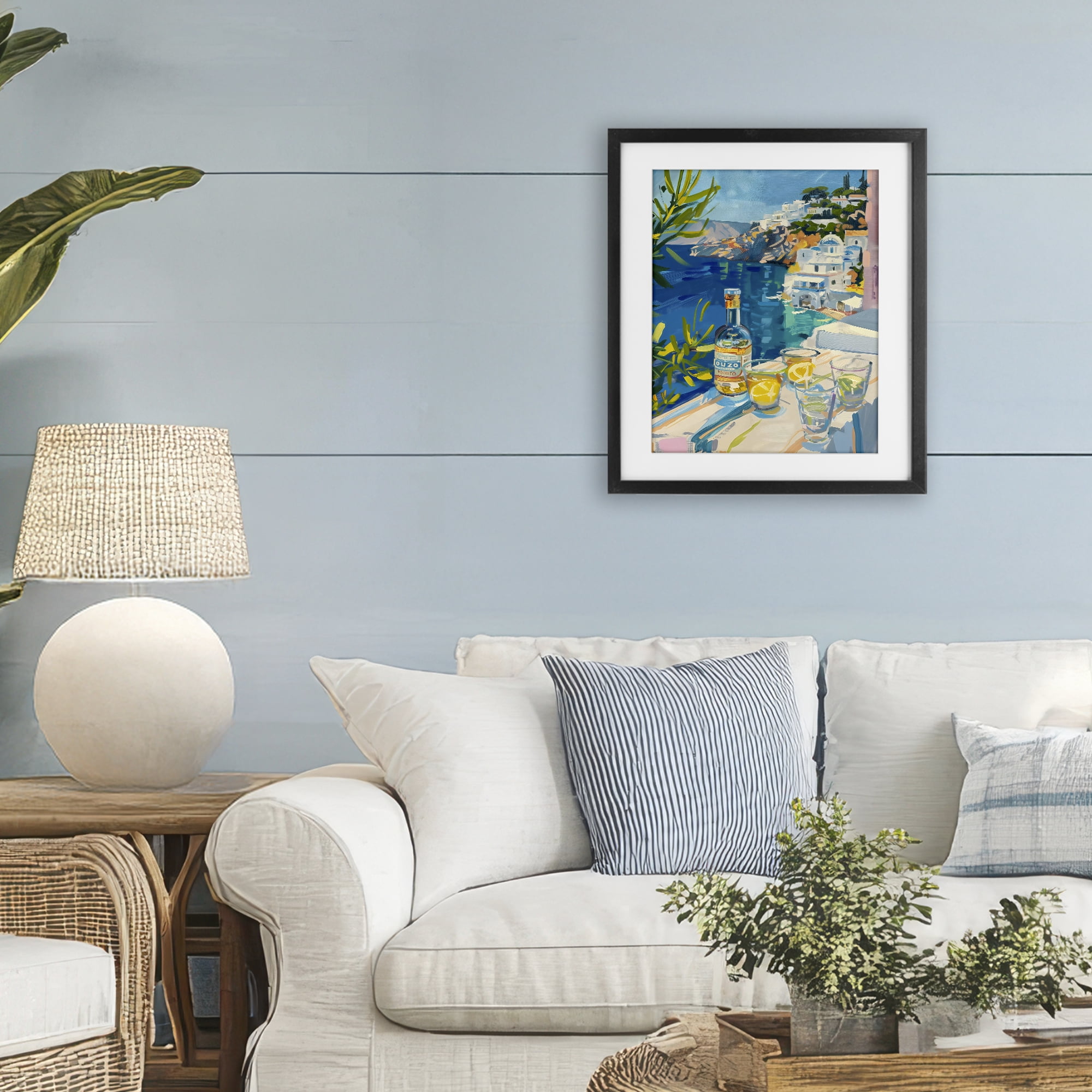 Stupell Industries Drink By The Sea Balcony Black Framed Print Under Glass, design by The Prints Vibe