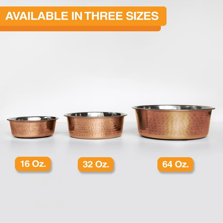 Hammered Stainless Steel Bowls in Copper Finish - Set of 3