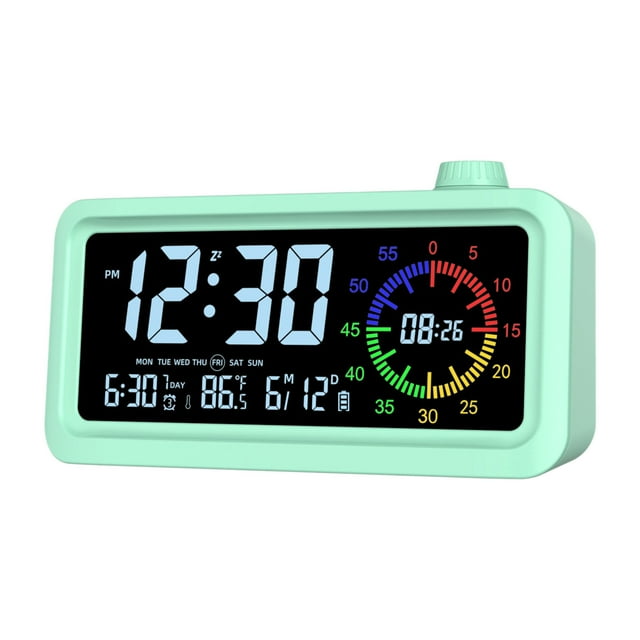 Digital Electronic Timer with LCD Color Screen, Visual Countdown Clock 12/24H Switch, Silent Desktop Alarm for Kitchen Study Office