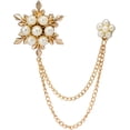 thumbnail image 1 of Star and Flower Bead with Gold Hanging Chain Brooch (Chain Design May Vary), 1 of 5