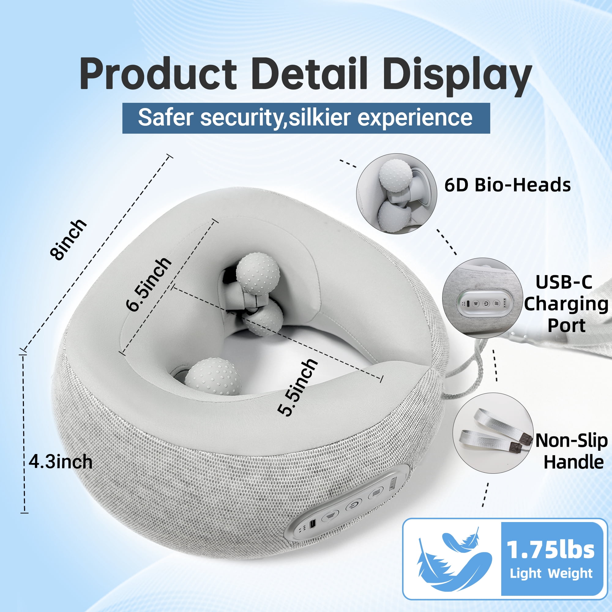 Neck Massager Pillow for Pain Relief Deep Tissue, Shiatsu Neck and Shoulder Massager with Heat,Cordless Massage Pillow,Ideal Gifts for Mom Dad Women Men