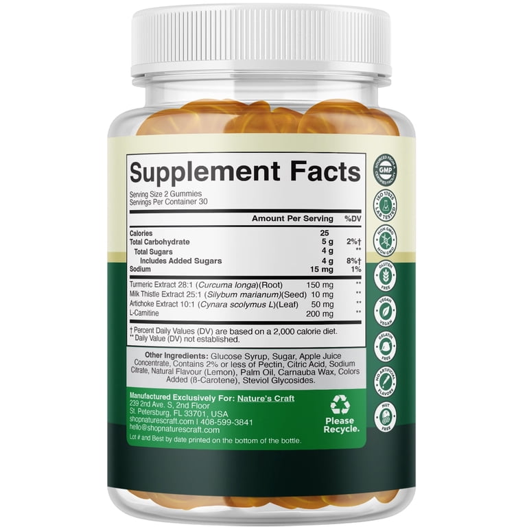 Natures Craft Herbal Liver Support Supplement, 60 Capsules, Vegan