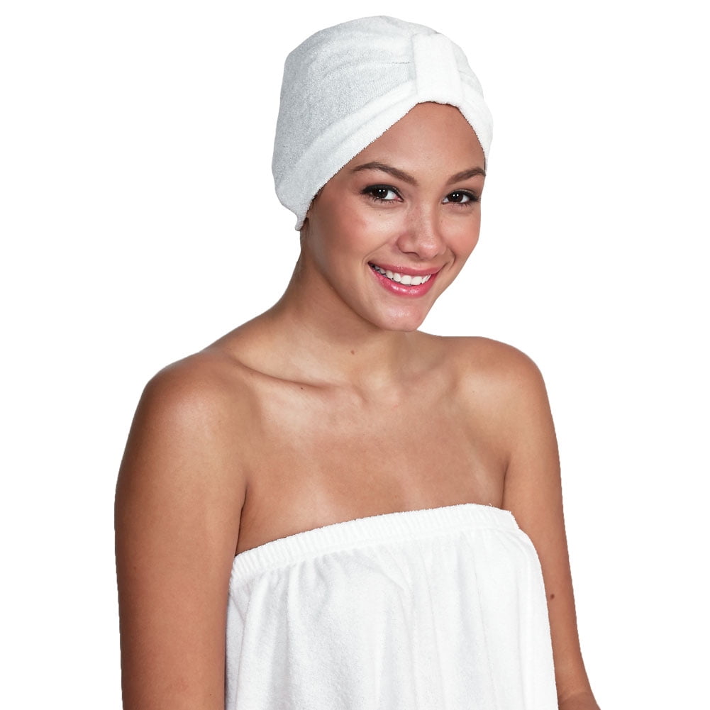 Betty Dain Creations Terry Cloth Head Turban Towel, WHITE