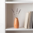 thumbnail image 7 of REGALWOVEN Modern Vase, Matte Ribbed Decorative Flower Vase for Desktop, Shelf & Bathroom, Minimalist Boho Home Decor Accent Orange 2.4"L x 2.4"W x 5.1"H, 7 of 7